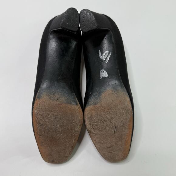 Newton Elkin Lord And Taylor Black Heels Pumps Size 6 B Vintage Fabric Solid - Picture 10 of 11
